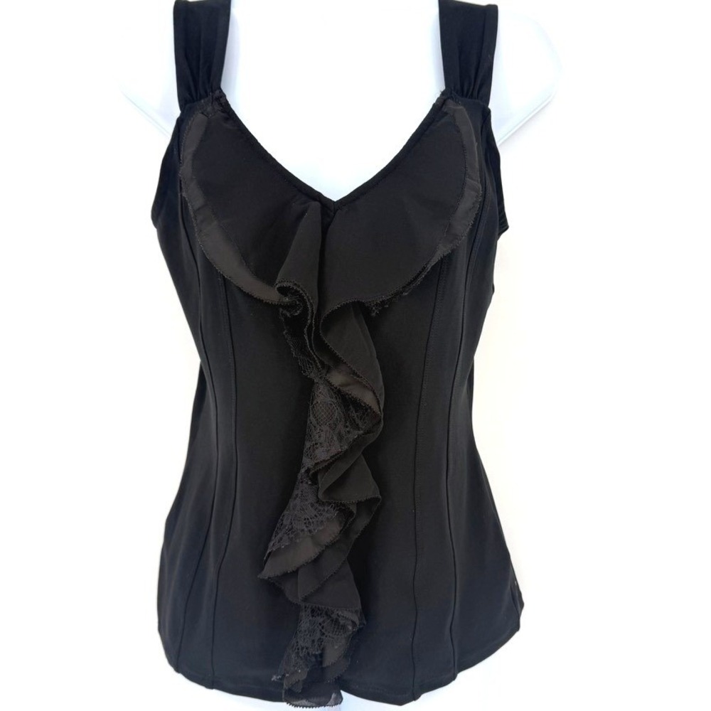 White House Black Market Ruffle Lace Tank‎ Gothic Coquette Victorian Steampunk S